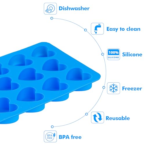 Moule à chocolat en forme de cœur Webake durable en silicone bleu - 6