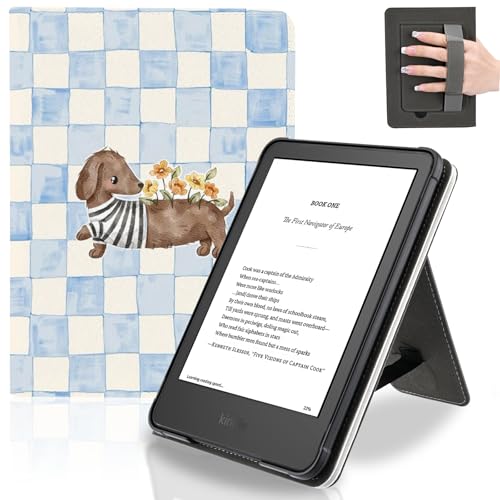 Idocolors Kawaii Dachshund Case for 7" Kindle Paperwhite (12th Gen-2024), Slim Foldable Stand Pu Leather Case with Hand Strap for Kindle Paperwhite 2024 by Idocolors - Used condition - US$20.56