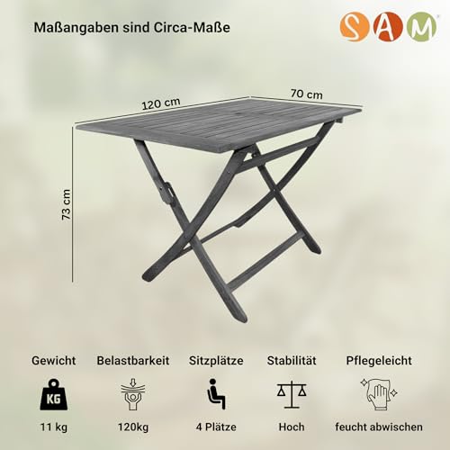 SAM Gartentisch Callao, Tisch 120x70 cm, Akazien-Holz, rechteckiger Balkontisch, massiv