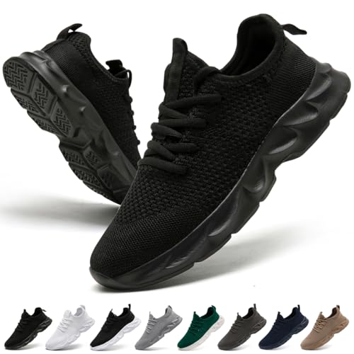 Men Lightweight Tennis & Gym Shoes Breathable Mesh Non Slip Sneakers for Work Walking Athletic Comfort