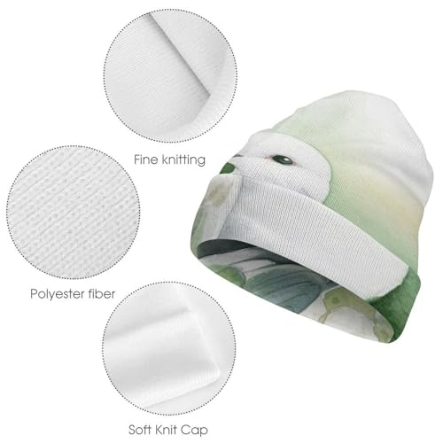 Gorro de punto para invierno al aire libre casual Dove con flor 5