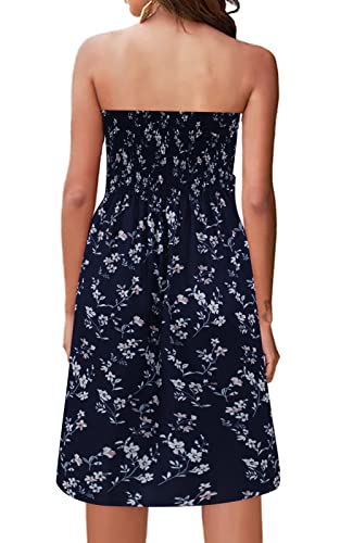Image of Zyyfly Tube Top Dress Women Summer Beach Coverup Stretch Smocked Strapless Dress