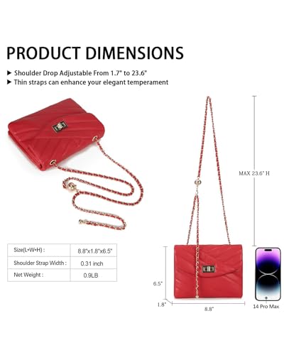 Image of LAVTUG Quilted Crossbody Bag for Women Small Flap Purse with Gold Chain | Faux Leather, Elegant Designer Shoulder Handbag, Everyday Use