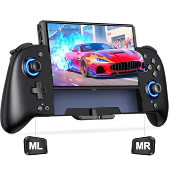 Switch Controllers Compatible with Nintendo Switch/ Switch OLED, One-Piece Joypad Controller Replacement for Switch Pro Controller with 9 Lights Color, Switch Remote for Users Who Prefer Handheld Mode