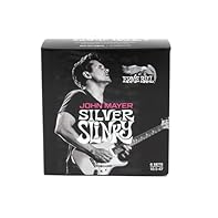 Silver Slinky is a collaboration between John Mayer and Ernie Ball Silver Slinky box includes 6 individual sets Custom gauges and core-to-wrap ratios tailored to John’s exact specifications. Reinforced Plain Strings (RPS) for added tuning stability a...