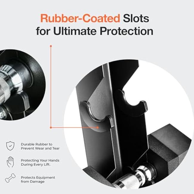 Sagler Weights Dumbbells Set with Rack - 150 lb Rubber-Coated Dumbbells for Easy Grip, Durable Carbon for Strength Training, Essential Workout Equipment for All Fitness Levels