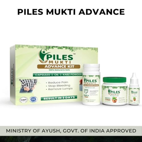 Piles Mukti Advance Kit | Ayurvedic Piles Medicine for Hemorrhoids, Fissure & Fistula | Helps Reduce Itching, Inflammation & Swelling | Capsule + Oil + Powder