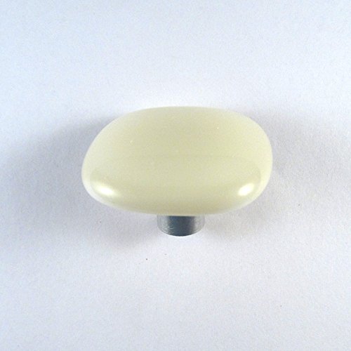 White Peach Glass Cabinet Knob - Colormax Collection (118 Colors) Rounded Square Cream Glass Knobs 2PC