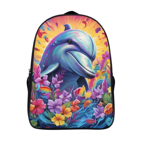 Mochila infantil de delfín 3D pequeña para guardería con correa de pecho para niñas