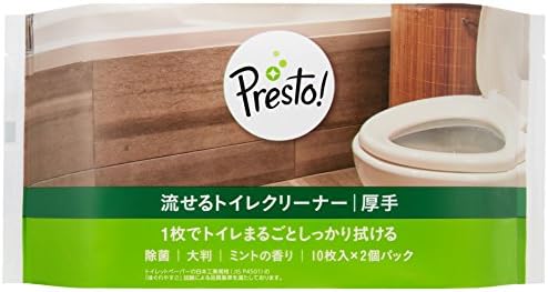 Amazonブランド Presto 流せるトイレクリーナー 厚手 80枚 10枚x2個パックx4 Presto プレスト トイレ洗剤 Amazon