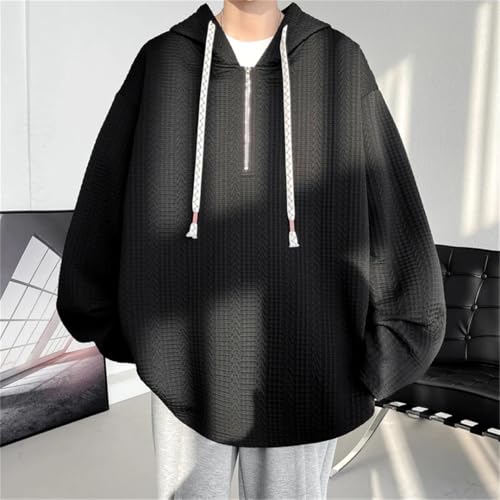 Men's Solid Loose Fit Hooded Sweatshirt Casual Streetwear Pullover Fall Spring Plus Size4