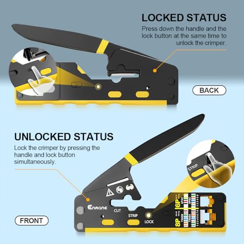 Image of Ethernet Crimping Tool RJ45 /RJ11 Crimper Tools for Cat6 Cat5e Cat5 with 10Pcs Cat 6 RJ45 Connectors and Blades