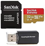 SanDisk 32GB Micro SDHC Memory Card Extreme Works with GoPro Hero 7 Black, Silver, Hero7 White UHS-1 U3 Bundle with (1) Everything But Stromboli Micro Card Reader