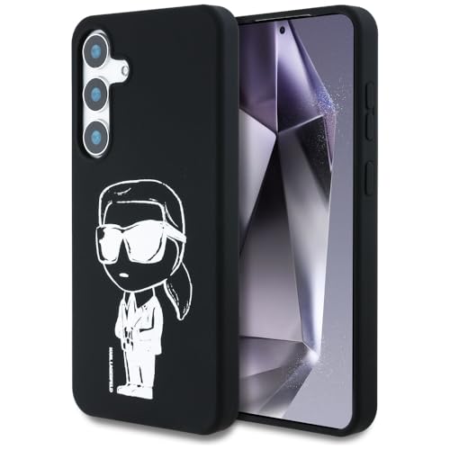 CG MOBILE Karl Lagerfeld Coque en silicone avec logo graffiti icĂ´ne compatible avec MagSafe pour Samsung Galaxy S25 (noir)