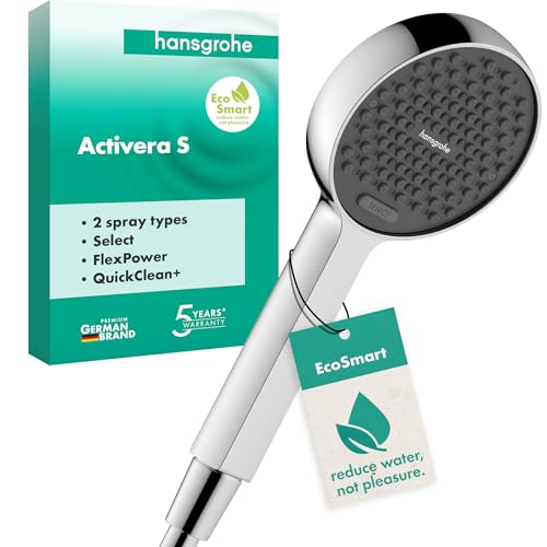hansgrohe Activera Select S - wassersparender Duschkopf 7,2 l/min (EcoSmart), Handbrause mit 2 Strahlarten, runde Duschbrause, Sparduschkopf mit Antikalk-Funktion, Chrom, 28033000