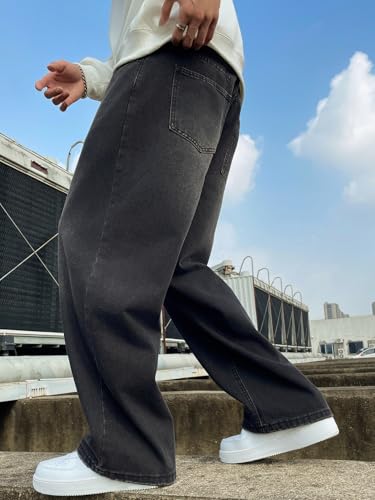 Hip Hop Baggy Jeans for Men Stylish Wide Leg Skater Jeans Loose Fit Denim Pants Streetwear4