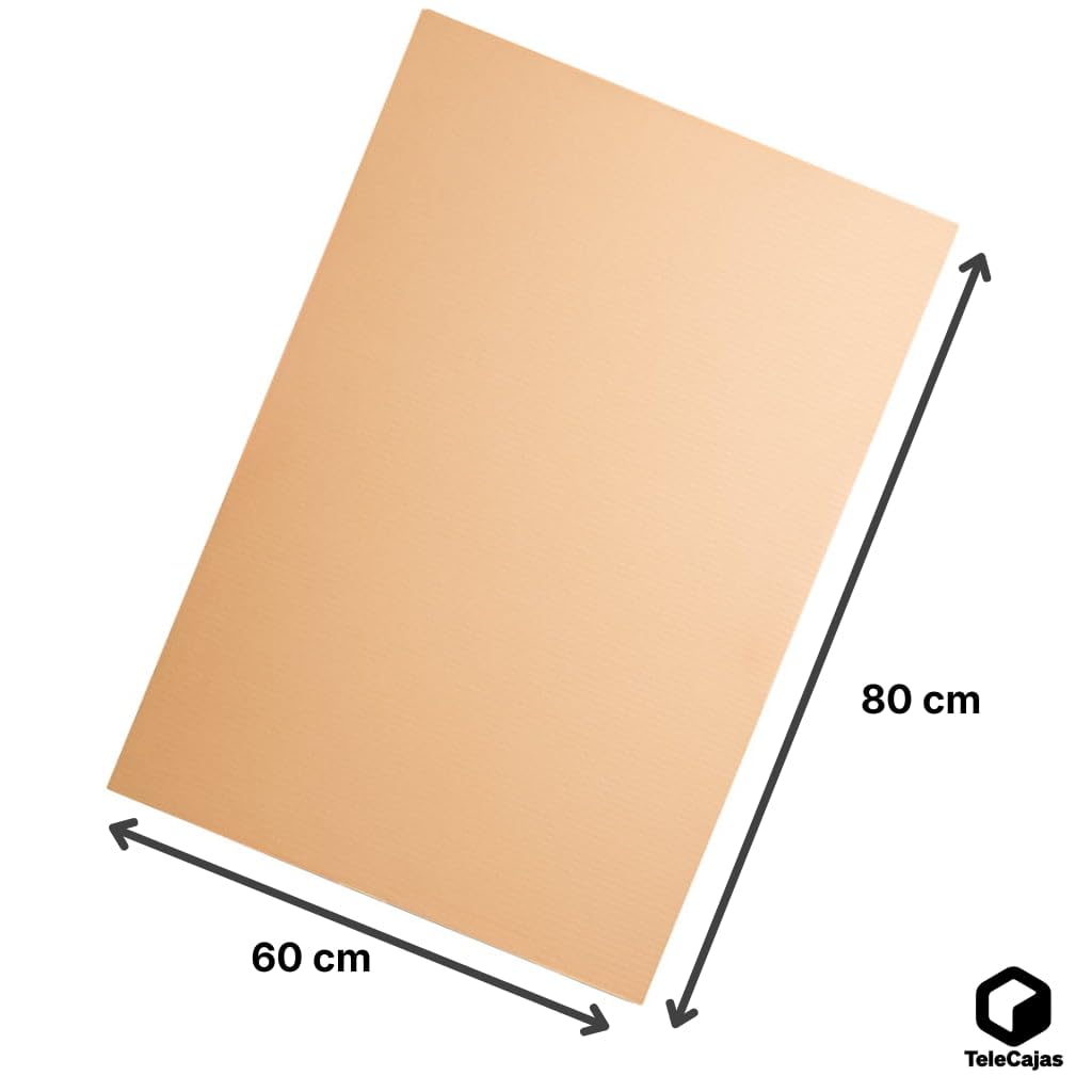 TELECAJAS | 25 Planchas 80x60 cm de Cartón Kraft Ondulado para Protección o Manualidades | Material Ecológico y Resistente | Pack de 25
