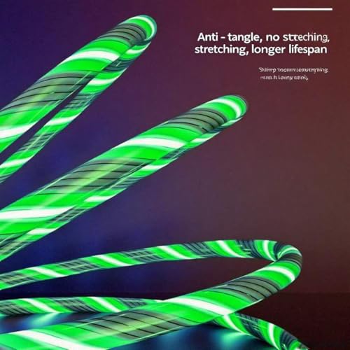 Image of USB Type C to Type C PD Fast Charging Cable Phone Charger High Data Speed Visible Light Up Green Current Flowing for All USB C Device-39Inches Green