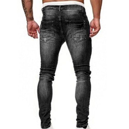 Men's Distressed Ripped Skinny Jeans Slim Fit Stretch Destroyed Denim Pant Casual Classic Hip hop Tapered Leg Jean Y2K2