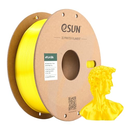 eSUN Filamento PLA Seda 1.75mm, Sedoso Brillante Impresora 3D Filamento PLA, Precisión Dimensional +/- 0.05mm, 1KG Carrete (2.2 LBS) para Filamento de Impresión 3D, Amarillo Seda