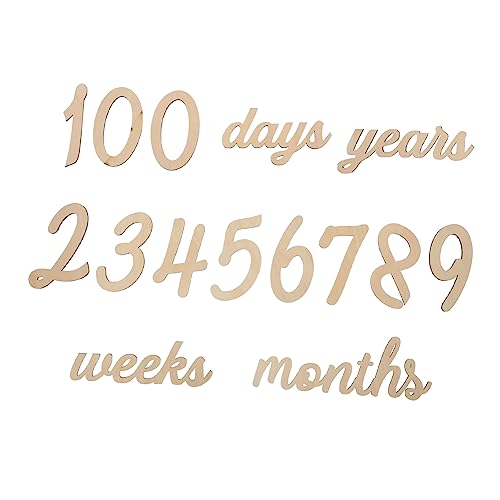 SEWACC 木製の赤ちゃんの毎月のマイルストーン写真木製のカードdiyの数字カードのセット
