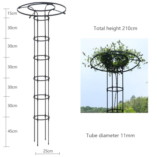 Treillis obélisque de jardin pour plantes grimpantes, 210 cm, support vertical antirouille pour jardinage intérieur et extérieur, idéal pour vignes et fleurs