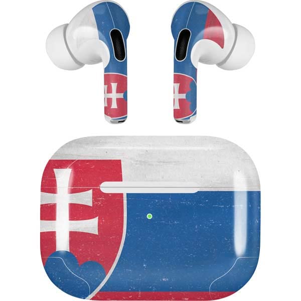 Skinit Decal Audio Skin Compatible with Apple AirPods Pro (2rd Gen, 2022) - Skinit Originally Designed Slovakia Flag Distressed Design