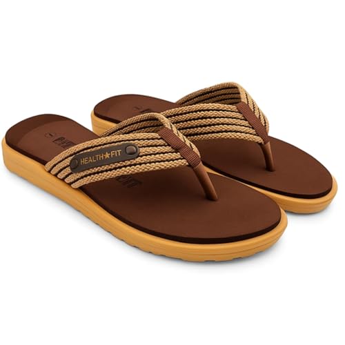 HEALTH FIT Men's Orthopedic Slippers for Foot Pain Relief | Super Comfortable, Ultra-Light with Bounce-Back Technology | All-Day Wear (Tan, Size 10)