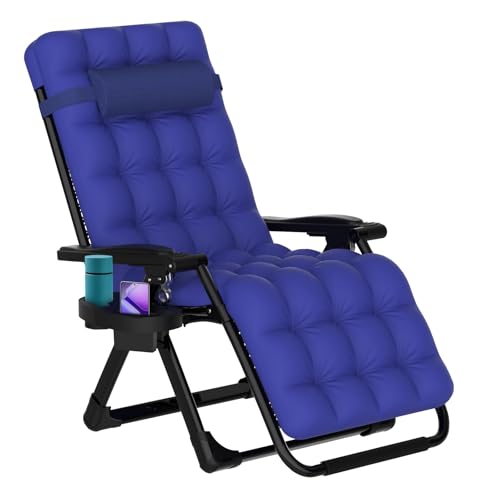 ZENPETIO Zero Gravity Lounge Chair, Foldable Outdoor Recliner with Detachable Cushion, Portable Anti Gravity Lounger for Camping, Patio, Poolside, Lawn - Royal Blue by ZENPETIO - Used condition - US$67.61