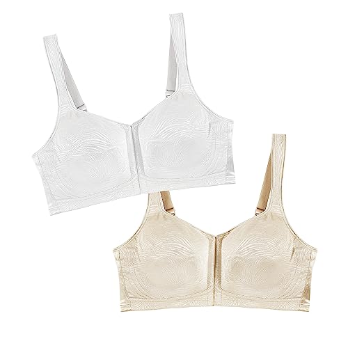 Playtex womens 18 Hour Front Close Extra Back Support Wireless Bra Use52e With 2-pack Option 18 Hour Front Close Extra Back Support Wireless Bra Use52e With 2-pack Option
