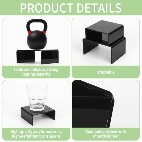 9 Pcs black Acrylic Display Risers, Jewelry Display Riser, Cupcakes Sweet Display Holder Stand - Image 3