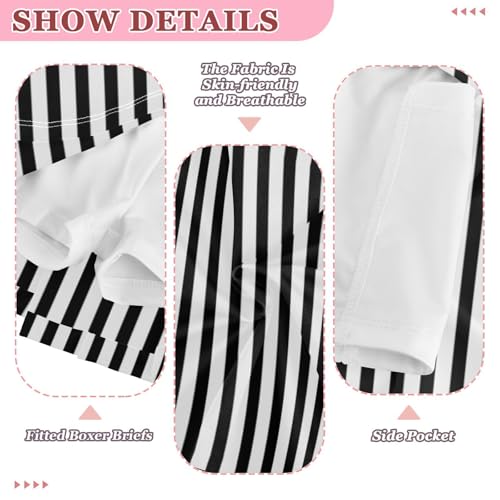 Black White Stripes Girls Athletic Skorts Flowy Golf Tennis Skirts with Shorts & Pocket4