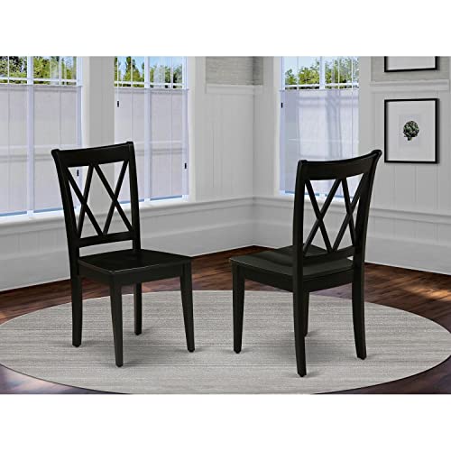 East-West-Furniture-CLC-BLK-W-Clarksville-Dining-Chairs-Double-Cross-Back-Wooden-Seat-Chairs-Set-of-2-Black East West Furniture CLC BLK W Clarksville Dining Chairs Double Cross Back Wooden Seat Chairs Set of 2 Black