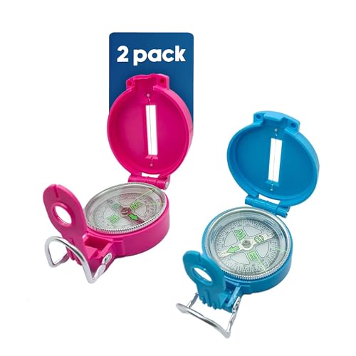 2-Pack Lensatic Compasses Hiking Backpacking Orienteering Compass Navigation - Boy Scout Compass for Kids | Professional Field Compasses for Map Reading - Best Survival Gifts