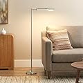 Brightech Leaf Pharmacy LED Reading Lamp, Dimmable Floor Lamp with Easy Adjustable Rotation Over Chair or Desk for Living Room, Work Light for Office, Modern Minimalist Home Decor - Platinum Silver