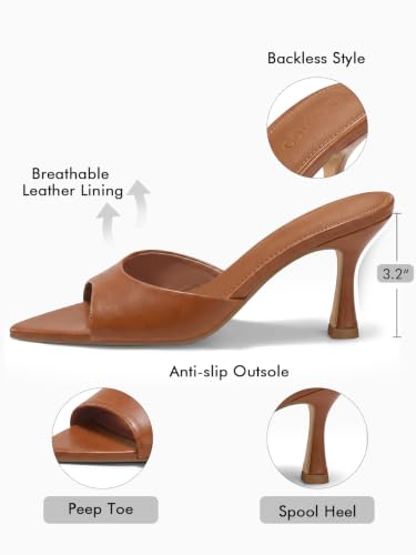 Image of Coutgo Womens Kitten Heel Sandals Heeled Mules Pointed Open Toe High Heels
