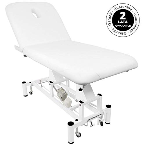 Activeshop Kosmetikliege Massageliege Massagetisch Massagestuhl Cosmetic Chair Elektrish 684a mit 1 Motor Weiss bis 200 kg belastbar Premium-PU-Leder
