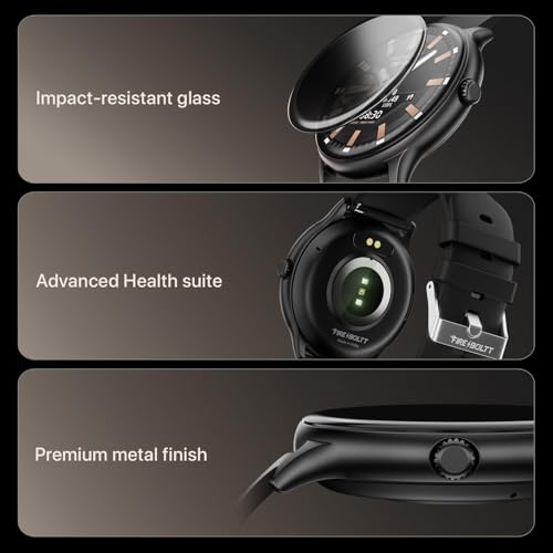 Fire-Boltt Phoenix Pro Round Smart Watch 1.39″ HD Display with Bluetooth Calling, AI Voice Assistant, SpO2 & Heart Rate Monitor, 120+ Sports Modes, IP67 Waterproof Smartwatch for Men & Women - Black