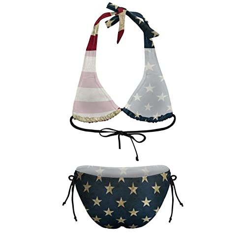 Image of Women's Bikini Swimsuits American Flag Bathing Suits for Women Two Piece Bikini