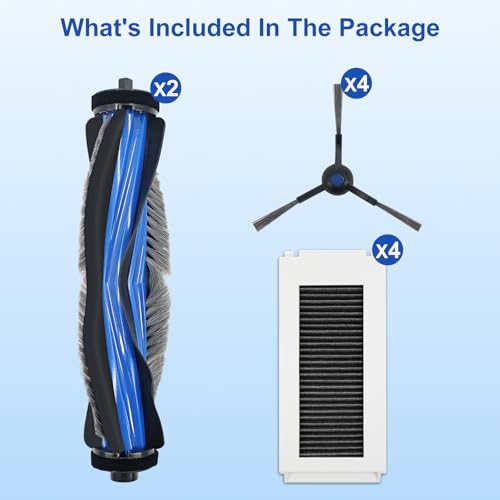Image of 10Pcs Replacement Parts for Ecovacs Deebot N30, N30 Plus & N30 PRO Omni, Spare Accessories Includes 2 X Roller Brush, 4 X EPA Filter & 4 X Side Brush