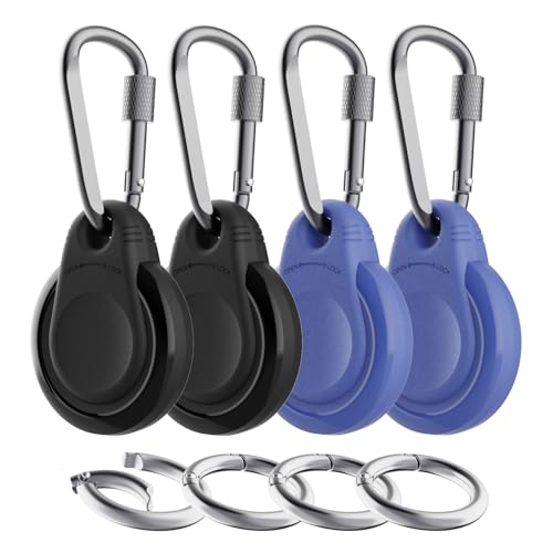 Waterproof Holder for AirTag Keychain Lock Case for Apple AirTags Keyring Durable Lightweight Cover for AirTag for Keys Kids Luggage Backpacks Pet Collar Black Blue 4Pack