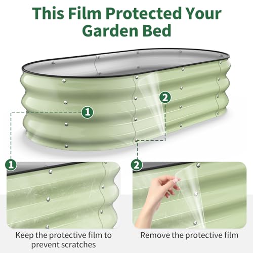 Kesfitt Raised Garden Bed, 4x2x1 FT Galvanized Steel Metal Raised Garden Bed, Oval Open-Bottom Design, 12-Inch Deep for Outdoor Vegetable & Herb Gardening, Fruit Green - Image 6