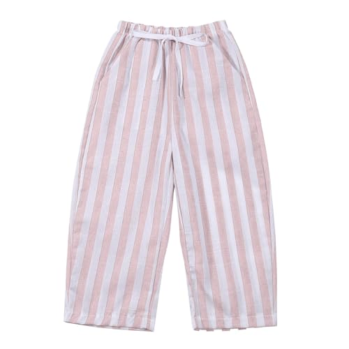 Generisch Pantalones de rayas minimalistas para niños con cintura elástica, Rosa., 12-18 meses