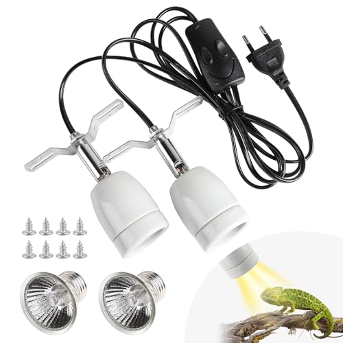 CPROSP Lampe Chauffante Terrarium à Double Tête, Douille Chauffante en Céramique pour Lampe...