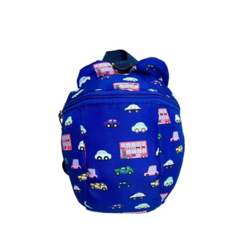 Mochila Infantil com Guia de Segurança - Para Crianças de Até 5 Anos (Desenho Carrinho, Azul)
