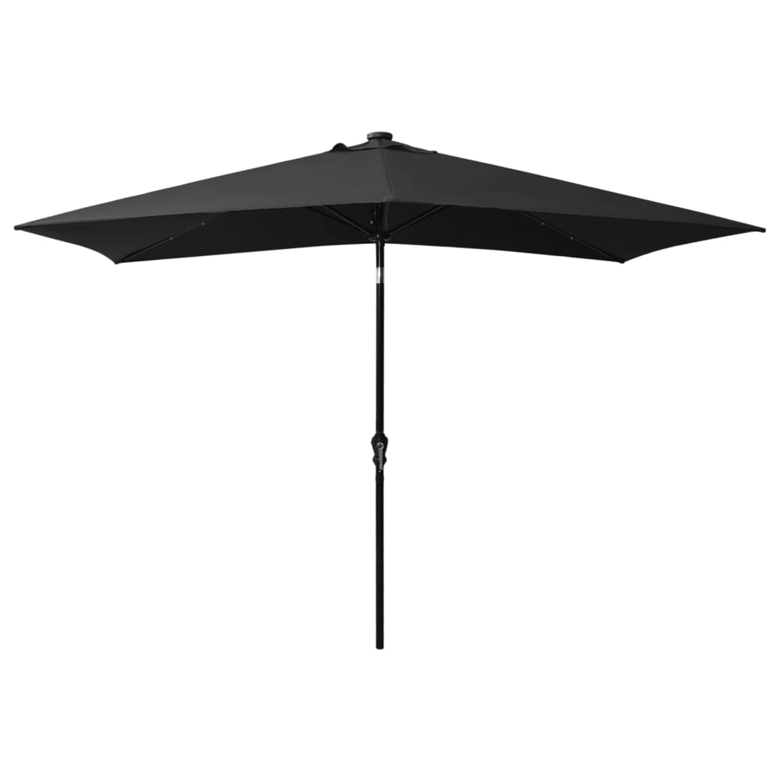 Homgoday Sombrilla de jardín con LED y Palo de Acero Negro 2x3 m Sombrilla Terraza Exterior, Sombrilla Jardín Grande Orientable Jardín Parasol Balcón