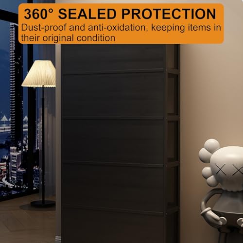 Display Cabinet for Collection, Acrylic Transparent Curio Cabinet Figures and Curio Collection Display Case Floor Standing Showcase Home Living Room(Black,4 Floor 70cm)