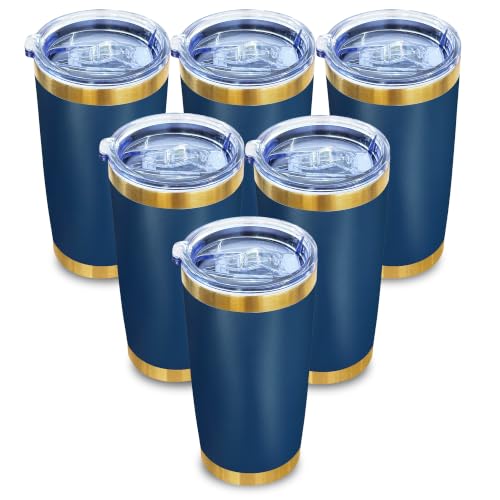 Image of 20 oz Insulated Tumbler Bulk Stainless Steel Tumbler,Navy,6 Pack