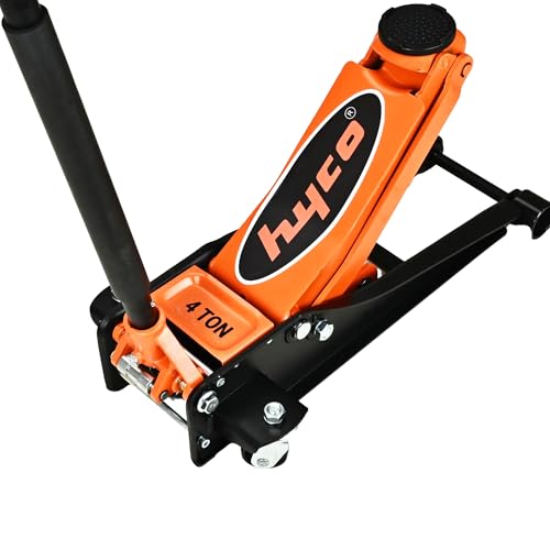 Image of HYCO PRO Double Piston Hydraulic Trolley Jack 4 Ton, Heavy Duty, Low Floor Cars, Aluminum Chassis, Overload Protection Bypass Valve, Dual Pistons for Faster Rising Action 85-510mm, Taiwan Made