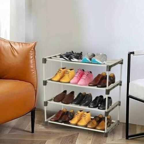 Image of FIGMENT Shoe Rack for Home, Foldable Plastic Shoe Stand with Shelves, Space Saving Footwear Organizer for Bedroom, Entryway, Living Room & Closet, Multi Layer Shoe Storage Rack